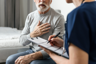Patient with cardiologist at a consult